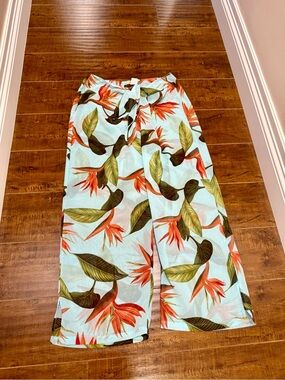 Tommy Bahama Tropical Floral Wide Leg Cover-up Pants - Mint & Coral